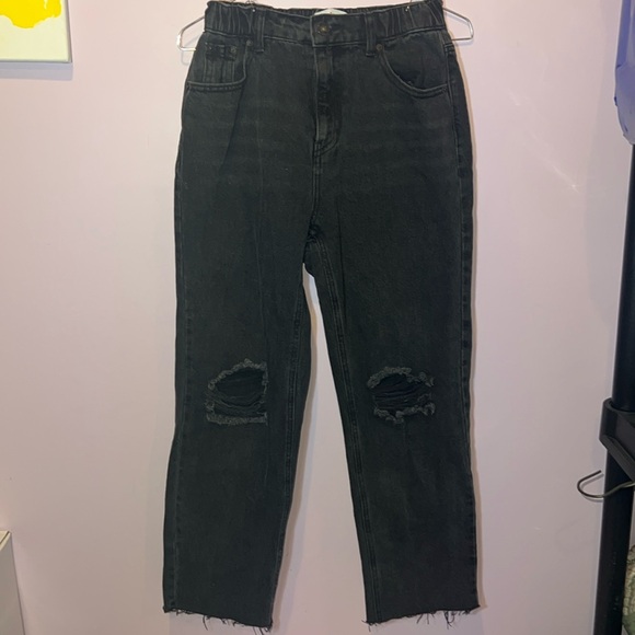 Vanilla Star black‎ jeans distressed elastics waist size 25/1 - Picture 1 of 6
